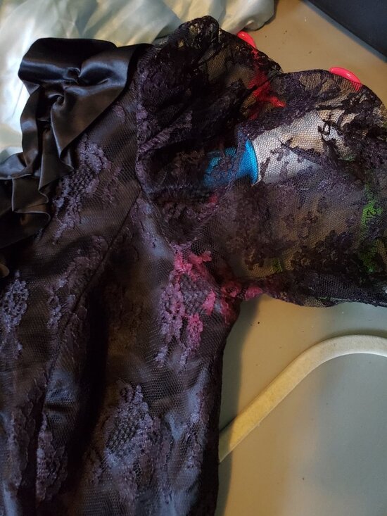 Vintage 80s Black Floral Lace Whimsigoth Long Sleeve Blouse Top Size Small - Picture 4 of 11